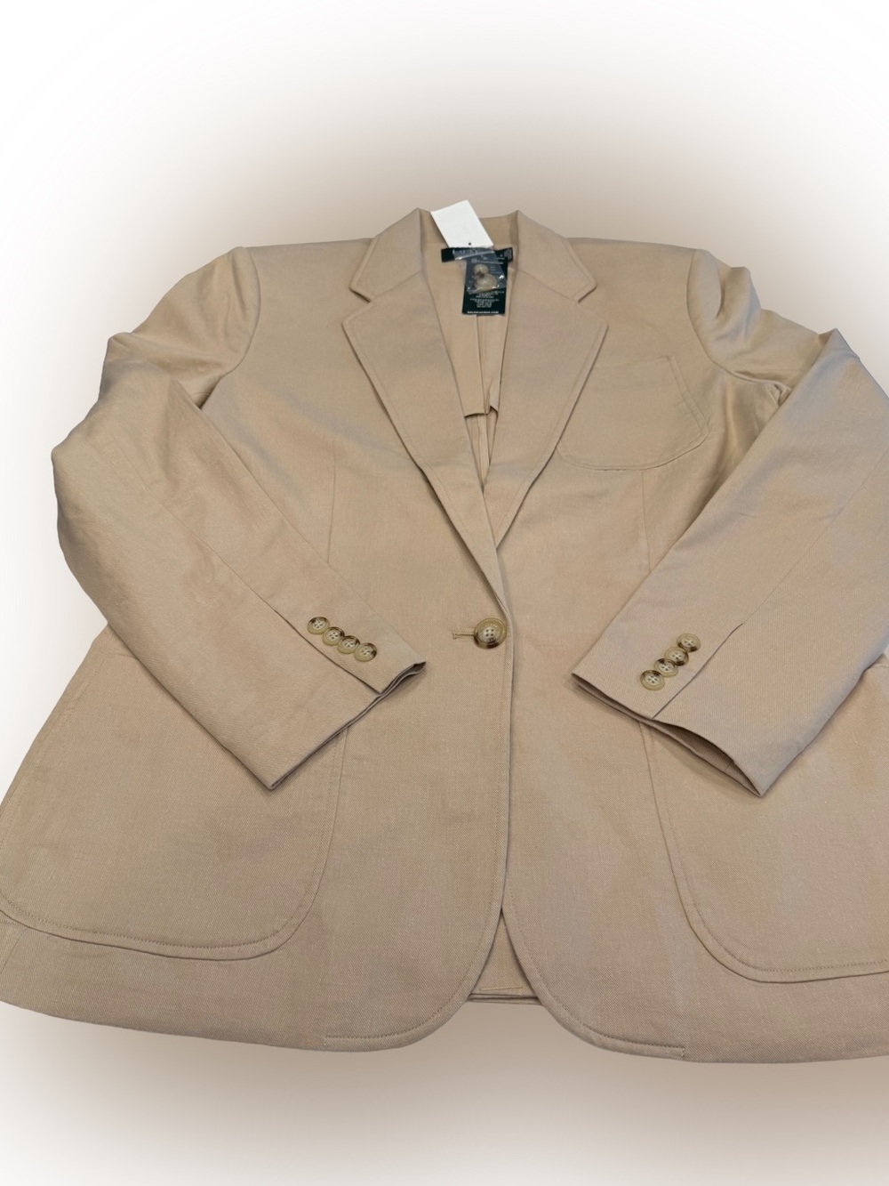 Lauren Ralph Lauren Women's Linen Blend Blazer - Size 12 -Tan/ Khaki NWT